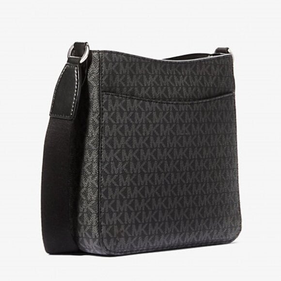 NWT Michael Kors Jet Set Travel Small Signature Logo Messenger Bag BLACK - Picture 3 of 7